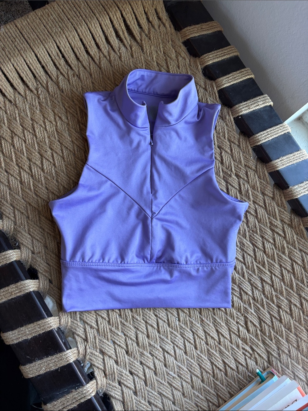 K-Swiss Lavender Sleeveless Zip-Front Crop Top